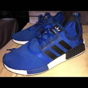 Blue Adidas running shoes